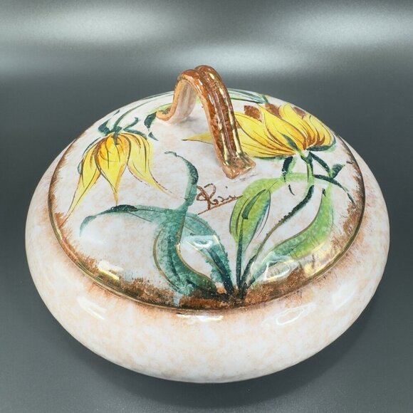 Vintage Italian Pottery Covered Dish Container Jar Box With Lid Venetian Italian - Picture 11 of 15